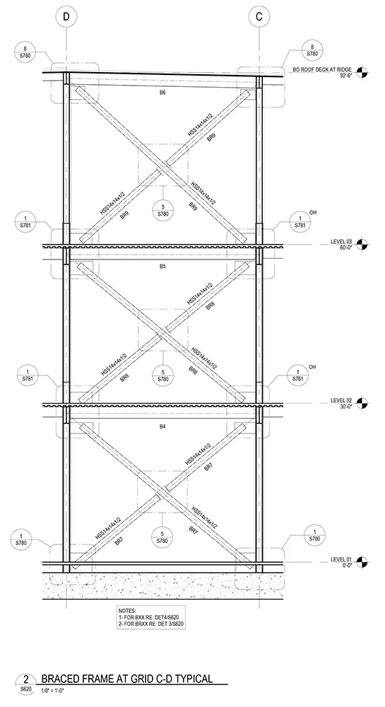 sample of braced framing used in data centers